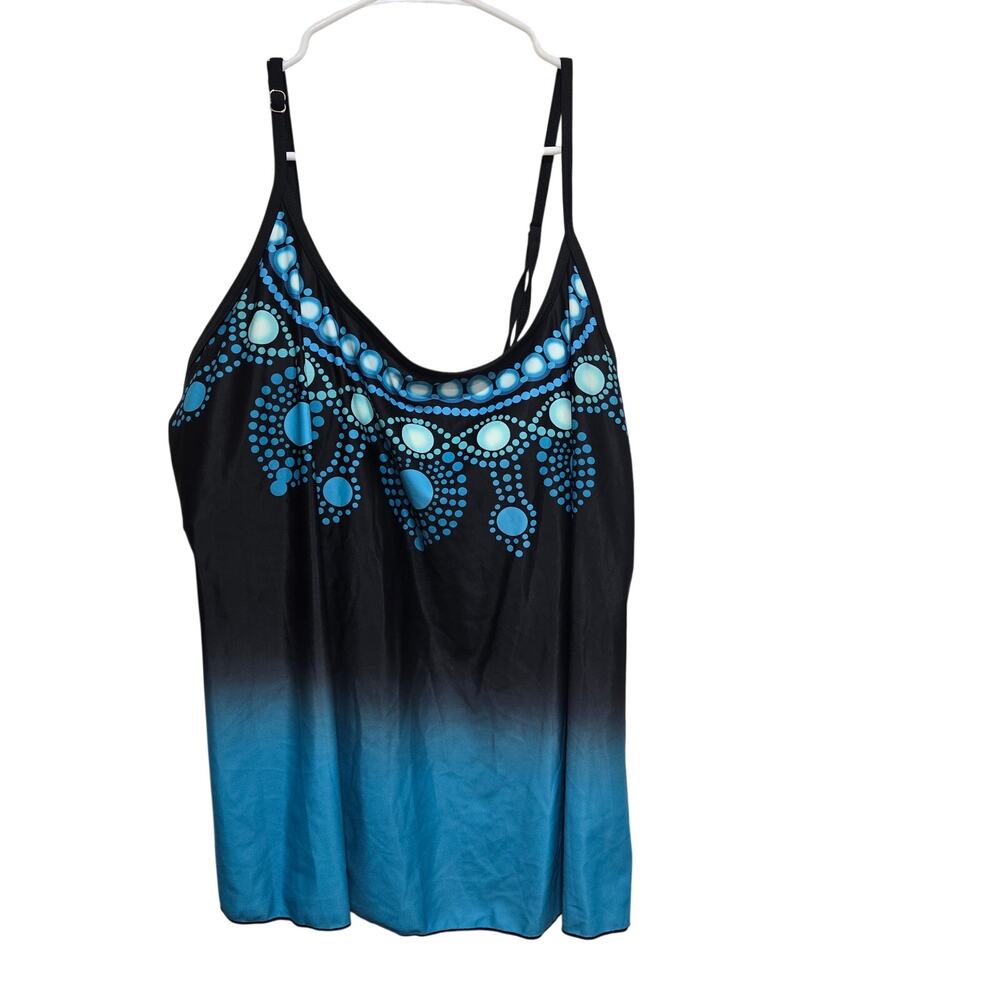 Rosegal Blue Ombre Flyaway Tankini Swim Top Plus Size 22